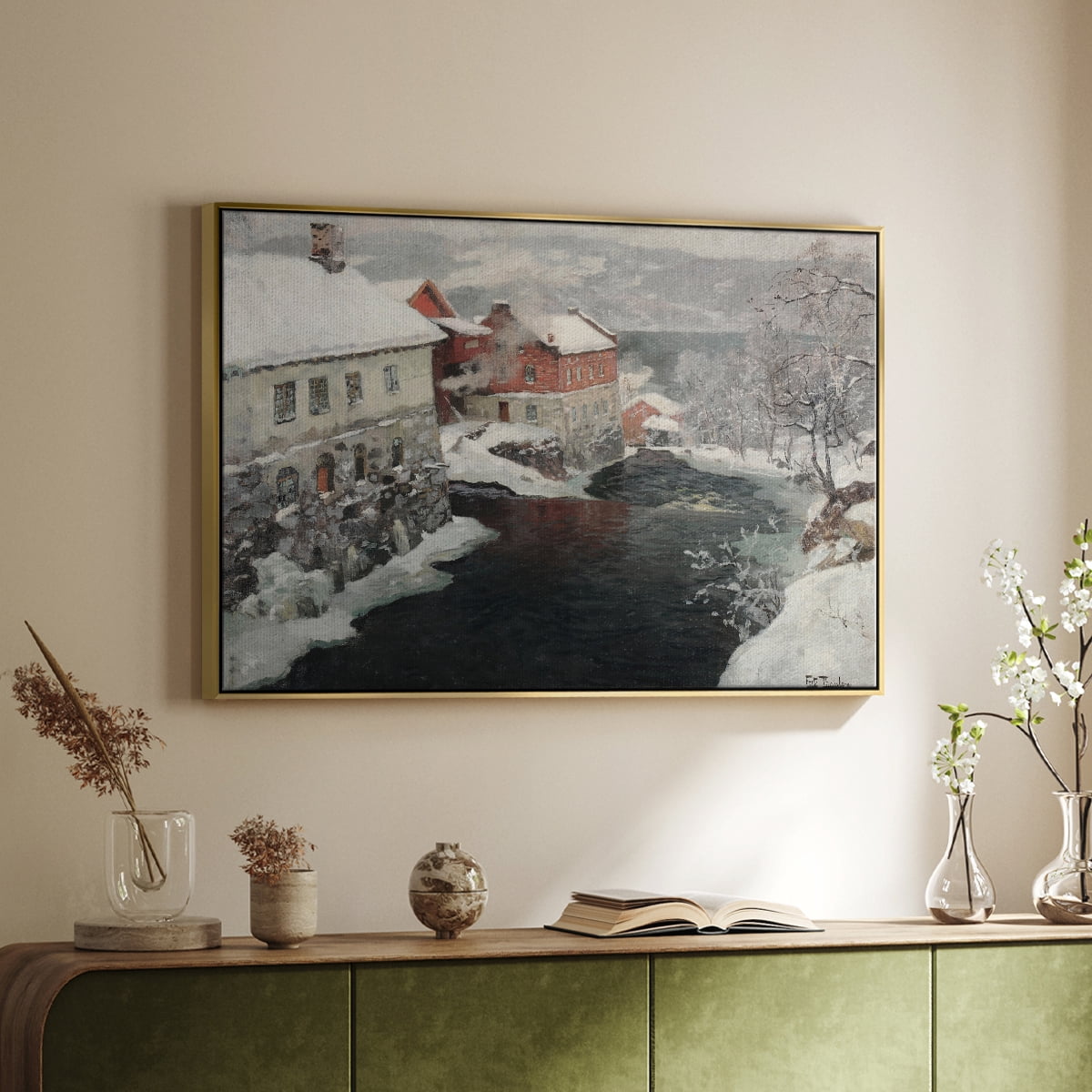 Vintage Landscape-CCLXXXIV By Wexford Home Framed in Gold Wood Gallery Wrapped Canvas 27 in. x 41 in.