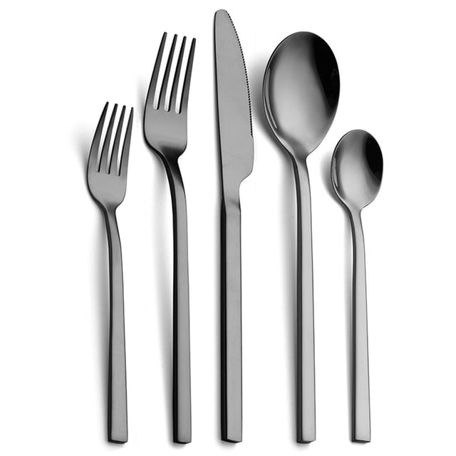 Advancent 5 unids/set exquisito juego de cubiertos artesanales calidad alimentaria variedad de opciones juego de cubiertos de acero inoxidable Mostrada negro