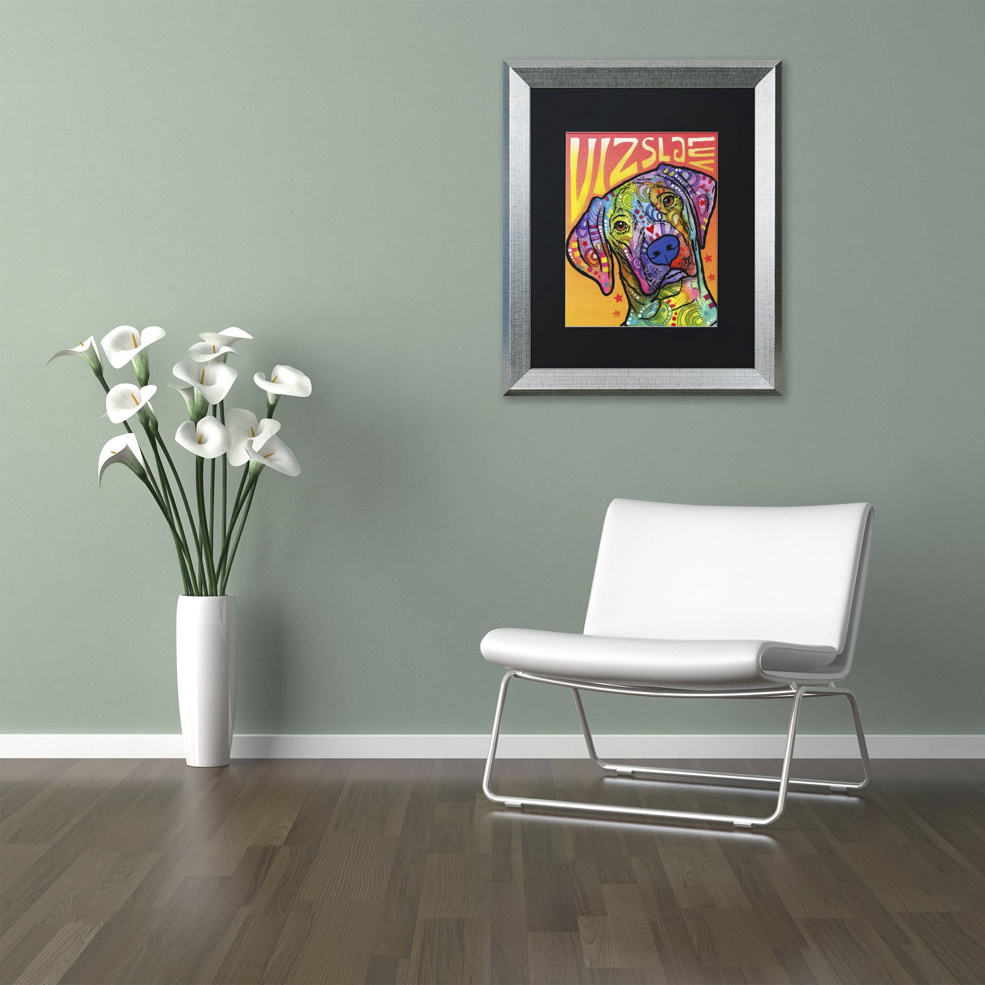 Vizsla Luv' Canvas Art by Dean Russo, Black Matte, Silver Frame