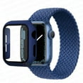 thumbnail image 1 of ALMNVO Apple Watch Bands 44mm Screen Protector Case Braided Solo Loop Strap with Protective Case, Stretchy Wristband Elastic Nylon Strap Bracelet for iWatch Series 6 5 4 SE -Athletic Blue, 1 of 6