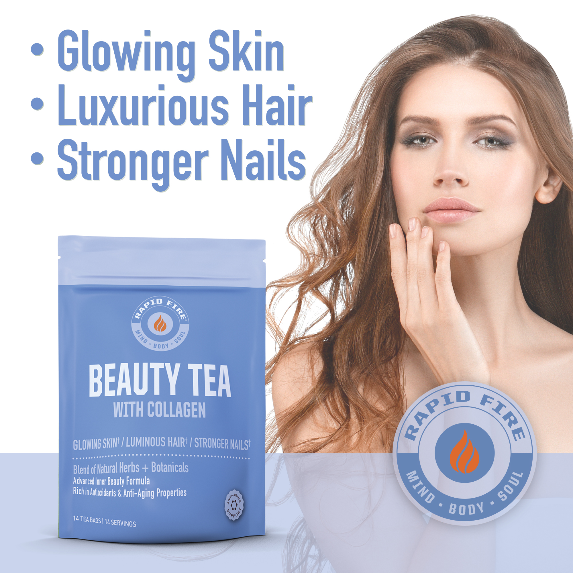 Rapid Fire Beauty Tea with Collagen, 10 Ct