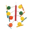 thumbnail image 1 of Bird Toy Colorful Wood and Hanging Rattan Ball for Small Medium Large Birds. Chewing Parrot Cage Bird Toys for Cockatoo African Grey Cockatiel and other Birds, 1 of 10