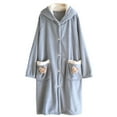 thumbnail image 4 of NAFUU Robes For Women Flannel Hooded Bathrobe Winter Bear Print Cozy Loungewear Long Shawl Collar Robe Sleepwear Nightwear Soft Sleepwear Pjs, 4 of 4