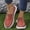 Red, variant on Womens Slip On Shoes Canvas Upper Round Toe Flat Sole Casual Sneakers for Women Non Slip Rubber Sole Lightweight Comfort Footwear US :6