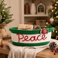 thumbnail image 4 of Christmas Basket for Gifts Empty to Fill - Cotton Rope Storage Basket with Handle, 11" × 5" Embroidered Peace Storage Bin, for Gifts Wrapping & Holiday Xmas Home Decor, 4 of 7