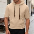 thumbnail image 2 of Curuila Mens T Shirt Hooded Short Sleeve Solid Color Summer Breathable Soft Lightweight Tops With Pocket Khaki Size 3Xl, 2 of 7