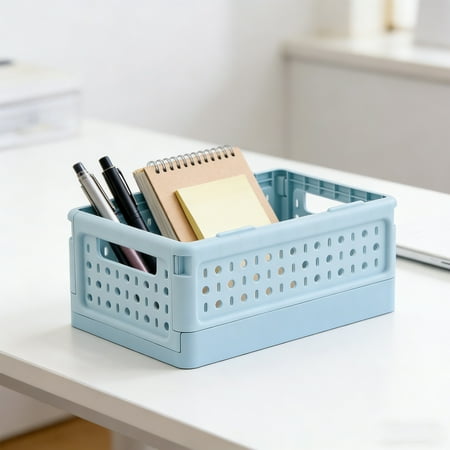Homekingdee Plastic Folding Storage Basket – Foldable Space Saving Multifunctional Organizer for Home Office Desktop Bedroom Bathroom Kitchen Use Homekingdee Plastic Folding Storage Basket – Foldable Space Saving Multifunctional Organizer for Home Office Desktop Bedroom Bathroom Kitchen Use