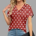 thumbnail image 2 of T-shirts pour Femmes à Col en V à Manches Courtes Décontractés Amples Hauts 2024 Tendance Maintenant, 2 of 6