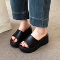 thumbnail image 5 of Slippers for Women,Fashion Solid Color Platform Slippers Temperament Comfortable Breathable Shoes,Womens Slippers,Black,6.5, 5 of 6