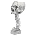 thumbnail image 1 of Macetero con forma de calavera, conjunto de soporte para columna vertebral, innovador, exquisito, decorativo, pintado a mano, esqueleto de resina, maceta para el hogar y el jardín, color plateado, 1 of 5