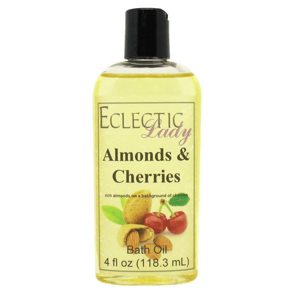 Almonds And Cherries Bath Oil - Scented Body Oil - Relaxing & Moisturizing Bathing Oil - Fragrance Body Oil For Dry & Rough Sensitive Skin - 4 oz