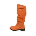 thumbnail image 2 of PiGOGI Women's Knee High Boots for Women Flat Sole Slouchy Buckle Detail Winter Casual Comfortable Long Boots Orange 43, 2 of 6