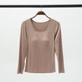 thumbnail image 1 of Pijama de una pieza sin aro y sin sujetador para mujer, de modal, con camiseta de manga larga y cuello redondo y almohadilla para el pecho, 1 of 5