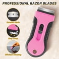 thumbnail image 3 of Razor Blade Scraper Set, 2 Pink Tools with 35 Metal & 60 Plastic Blades for Cleaning, Paint & Sticker Removal, 3 of 5