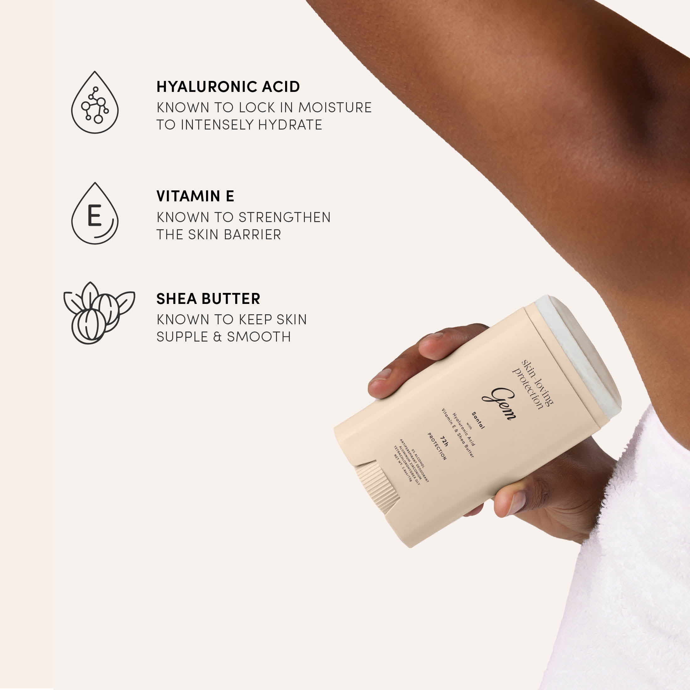 Gem Skin-Loving 72hour Protection Antiperspirant Deodorant Stick: Santal 2.6 oz