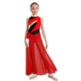 thumbnail image 2 of inlzdz Kids Girls Lyrical Dance Dress Halter Sleeveless Overlay Chiffon Tulle Skirt Contemporary Dancewear Red 8, 2 of 7