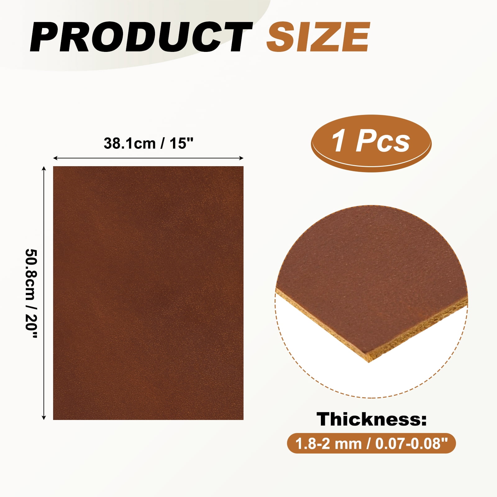 Uxcell Genuine Leather Sheets, 20" x 15" 4-5 oz (1.8-2mm) Thick Full Grain Leather Sheet Tooling Precut for Carving Engraving Molding Embossing Stamping, Red Brown