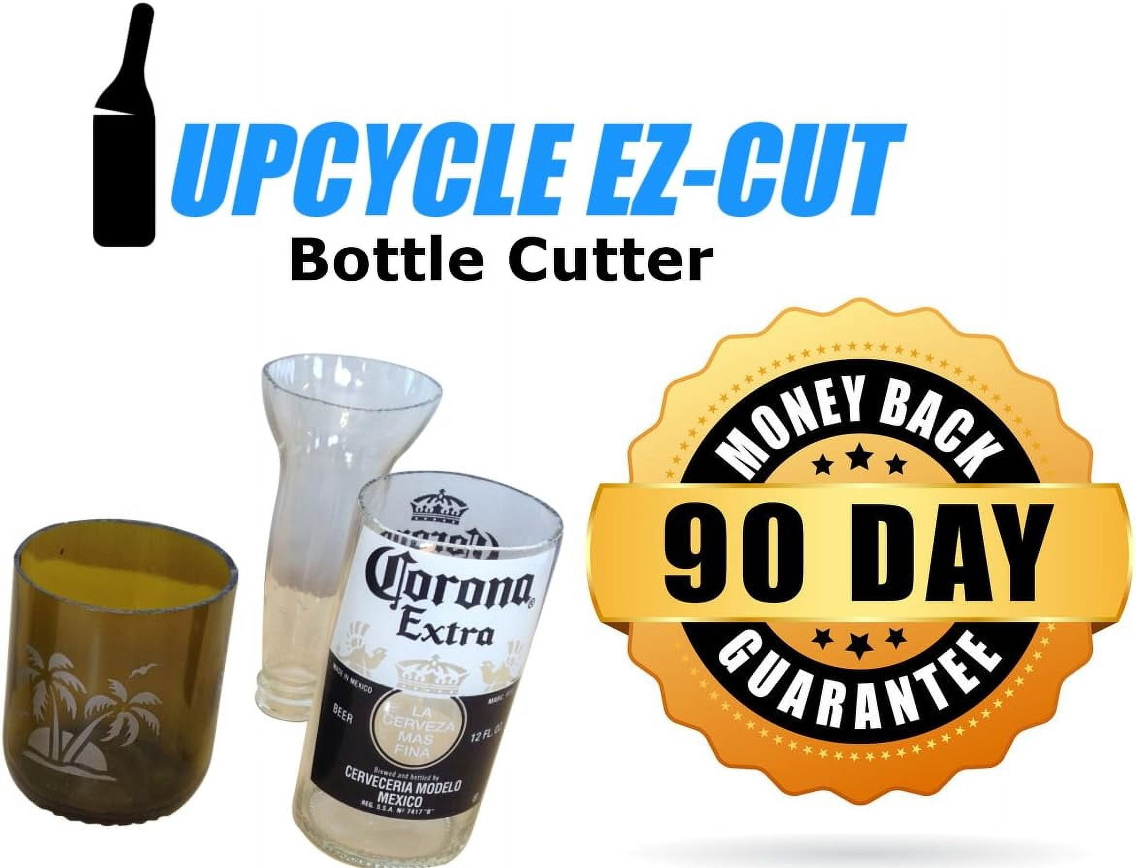 Glass Bottle Cutter (Deluxe) Kit, Upcycle EZ-Cut: Beer & Wine Bottle Cutting + Edge Sanding Paper & Heat Tool