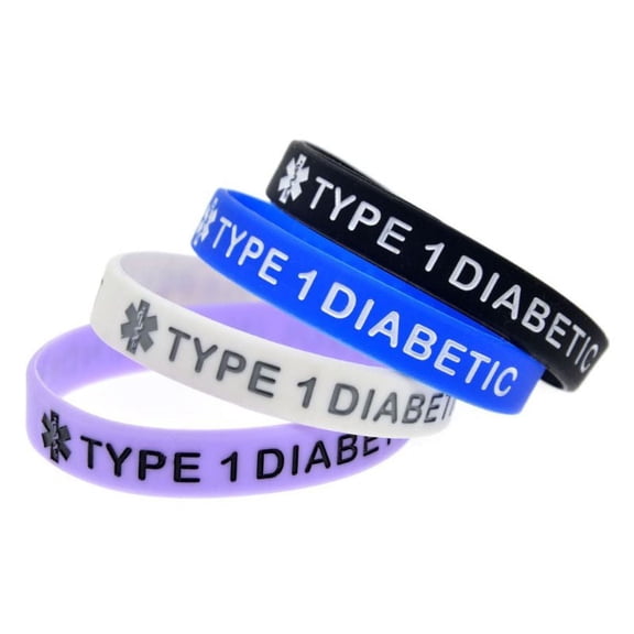 TINYSOME 4 Colors Type 1 Diabetic Insulin Dependent Medical Alert ID Silicone Bracelet