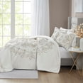 thumbnail image 3 of King/Cal King 3-Piece Tufted Chenille Duvet Cover Set - Ivory & Taupe Medallion Design, 100% Cotton, 3 of 15
