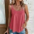 thumbnail image 2 of Ahuyic Women's Tank Tops, Summer Tops for Women Eyelet Embroidery Sleeveless Spaghetti Strap Tops Scoop Neck Sexy Loose Fit Tunic Shirts Pink B S, 2 of 6