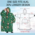 thumbnail image 4 of Oversized Wearable Blanket Hoodie,Green Christmas Santa and Icon Pattern Sherpa Blanket Hoodie with Super Pockets,Super Warm Fuzzy Pullover for Women & Men, 4 of 6