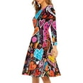 thumbnail image 2 of Renewold Women Dresses for Party Wedding Birthday Colorful Hearts Long Sleeve Knee Length Dress Valentine's Day Twirly Skater Dress A-Line Dress Size 2XL, 2 of 7