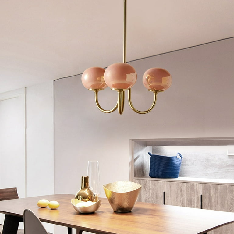 Arturesthome Milk Pink Glass Pendant Light Bauhaus Vintage Bubble Chandelier For Dining Room Living Room