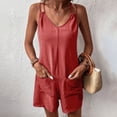 thumbnail image 4 of cfhntfmh Casual Jumpsuit for Women Fashion Double Spaghetti Strap Scoop Neck Rompers Baggy Pocketed Shorts Outfits, 4 of 7