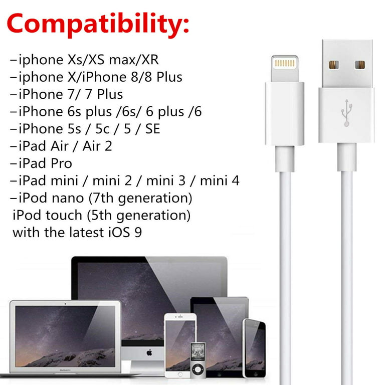Câble de Chargeur 1m Lightning 8 Pin Pour Iphone Xs max / Xs / XR / X 8  8Plus 7 7Plus 6 6S Plus /iPad / iPod
