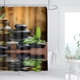 thumbnail image 2 of Zen Spa Shower Curtain Basalt Stones Herbal Oil Scent Candles Bamboo and Water Reflection Relaxing Meditation Home Décor Waterproof Fabric 72x72 Inch Plastic Hooks 12PCS, 2 of 7