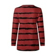 thumbnail image 4 of Htigea Striped Sweatshirt for Women Crewneck Long Sleeve Casual Loose Tunic Tops Fall Everyday Sweatshirt Wine XL, 4 of 5