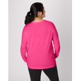 thumbnail image 2 of Hanes Women's Long Sleeve Scoop-Neck Cotton T-Shirt (Plus Size) Amaranth 1X, 2 of 5