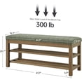 thumbnail image 2 of VKNOW 44.3” Wooden Entryway Bench, 2-Tier Upholstered Shoe Bench for Bedroom, Storage End of Bed Bench with Rubberwood Legs for Living Room, Hallway, Green, 2 of 13
