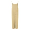 thumbnail image 4 of OVBMPZD Strap Jumpsuit Women Beige Wide Leg Baggy Flowy Pockets Vacation High Waist Jumpsuits Women Rompers XL, 4 of 5