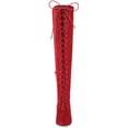 thumbnail image 2 of DARING DIVA Women's Thigh High Lace Up Stiletto Heel Over Knee High Boots Red 6, 2 of 6