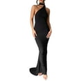 thumbnail image 1 of WTXUE Robes d'Été pour Femmes, Robe Moulante Sans Manches à Dos Ouvert pour Femmes, Robe Maxi Élégante pour Sorties, Fête, Cocktail, Longue, Robe Dos Nu, Robe Midi Noire, Noir m, 1 of 8