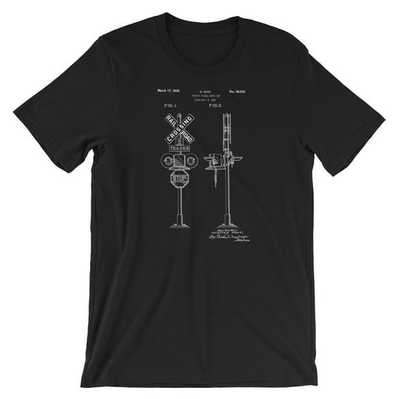 Mighty Circus Railroad Crossing Patent T-Shirt - Black, Medium