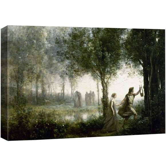wall26 - Orpheus Leader Eurydice du Monde Inférieur par Jean-Baptiste-Camille Corot - Impression sur Toile Art Mural Reproduction Célèbre - 16 Pouces x 24 Pouces