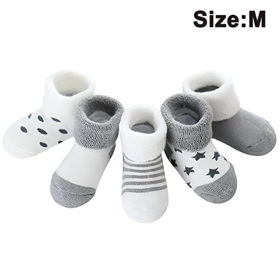 TELOLY Baby Socks, Organic Cotton Socks, Organic Cotton Infant Socks, Unisex, Soft and Hypoallergenic Newborn Socks, 5 Pairs, Gray, 6-18 Months