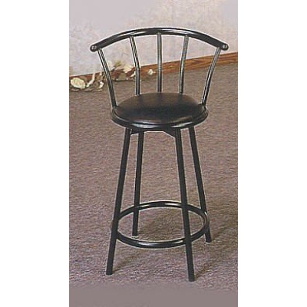 Metal Swivel Counter Stool With Curved Back in Black