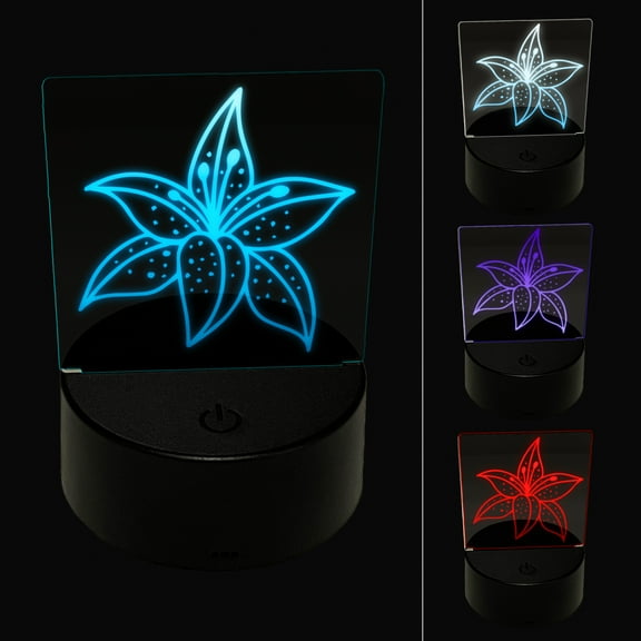 Pretty Tiger Lily Flower LED Night Light Sign 3D Illusion Desk Nightstand Lamp