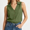 thumbnail image 4 of Purcolt Women's Sleeveless Button-Down Shirts Collared V-Neck Tank Top Casual Summer Blouses, S-XXL, 4 of 7