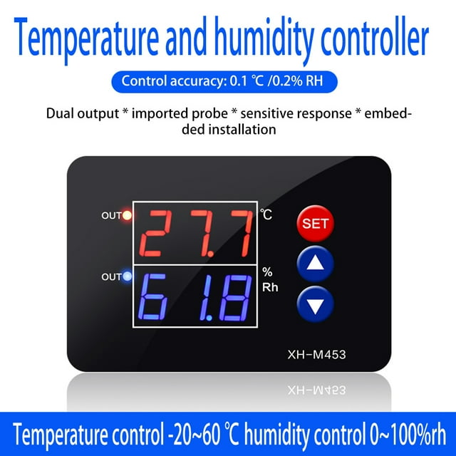Thermostat Craftsmanship Dual Display AC110-220V 40W Humidity Regulator Plastics Temperature Controller Accuracy Cooling Control 12V
