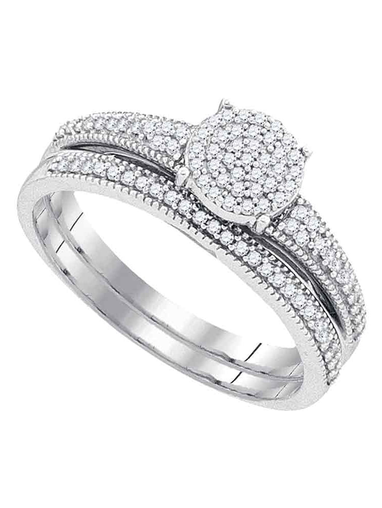 10k White Gold Womens Diamond Ring Cluster Bridal Wedding Engagement