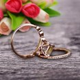 thumbnail image 3 of 1.50 Carat Princess Cut Morganite 10k Rose Gold Wedding Set Engagement Ring Art Deco Stacking Matching Wedding Band, 3 of 6