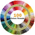 thumbnail image 4 of Hand Embroidery Kit with 100 Colors Threads, 40 Sewing Pins, 3 Pieces Aida Cloth, Instructions, Embroidery Hoops, 4 of 4