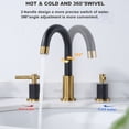 thumbnail image 4 of Wowow 8 in. Widespread 2-Handle High-Arc Spout Bathroom Sink Faucet with Pop-Up Drain in Black and Gold, 4 of 8