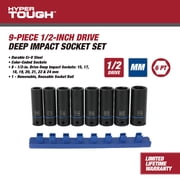 Hyper Tough 9-Piece 1/2 in Drive Deep Metric Impact Socket Set