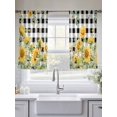 thumbnail image 4 of Sunflower Sheer Curtains 45 Inch Length 2 Panels Set, Summer Eucalyptus Botanical Floral Black Plaid Voile Window Treatment Rod Pocket Small Kitchen Curtains Drapes for Bedroom 52"x45"x2, 4 of 7